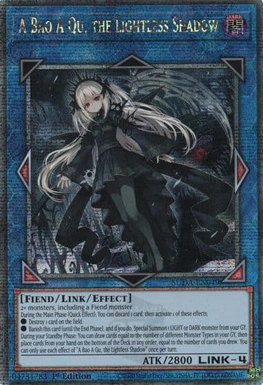 A Bao A Qu the Lightless Shadow Quarter Century Secret Rare Supreme Darkness Yu-Gi-Oh! card