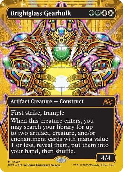 Brightglass Gearhulk Borderless First Place Foil Aetherdrift Magic card