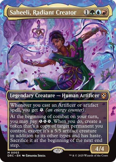 Saheeli Radiant Creator Borderless Commander: Aetherdrift Magic card