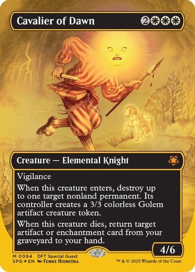 Cavalier of Dawn Borderless First Place Foil Special Guests Magic card