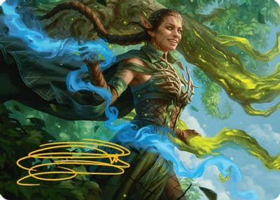 Nissa Worldsoul Speaker Art Card Gold Stamped Signature Art Series: Aetherdrift Magic card