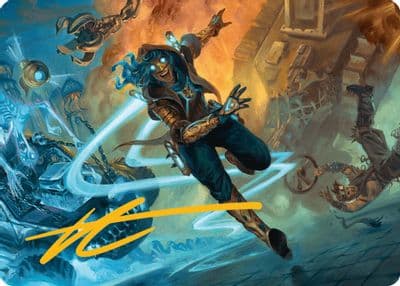 Sita Varma Masked Racer Art Card Gold Stamped Signature Art Series: Aetherdrift Magic card