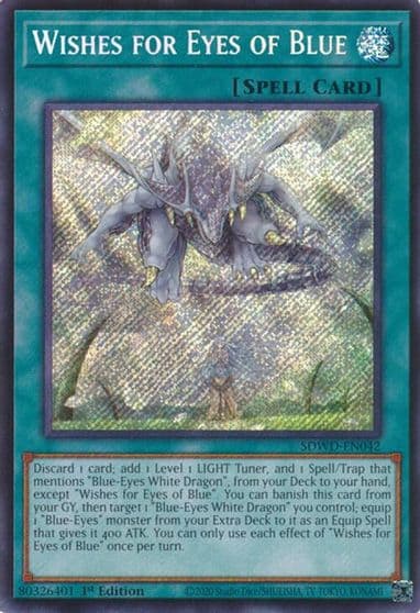 Wishes for Eyes of Blue Secret Rare Structure Deck: Blue-Eyes White Destiny Yu-Gi-Oh! card