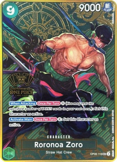 Roronoa Zoro One Piece Japanese Version 2nd Anniversary Set One Piece Promotion Cards One Piece card