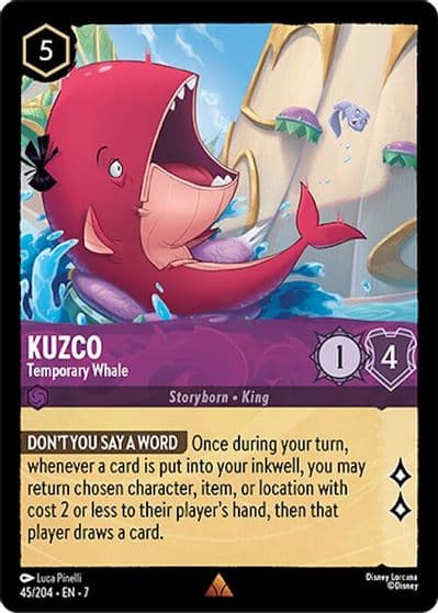 Kuzco Temporary Whale Archazia's Island Lorcana card