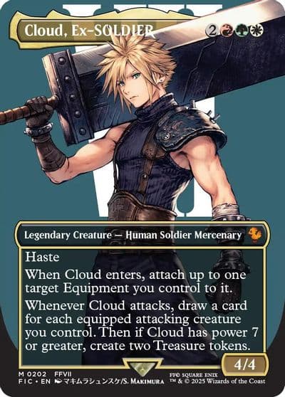 Cloud Ex SOLDIER Borderless Commander: FINAL FANTASY Magic card