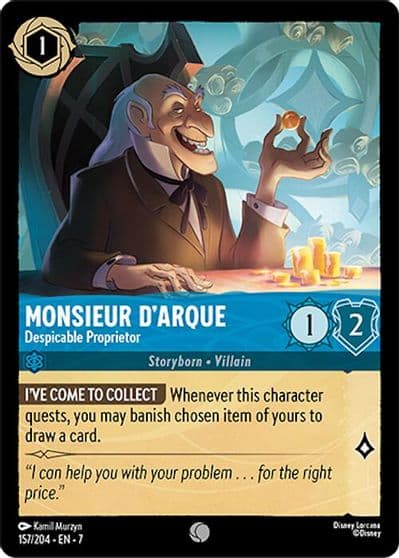 Monsieur DArque Despicable Proprietor Archazia's Island Lorcana card