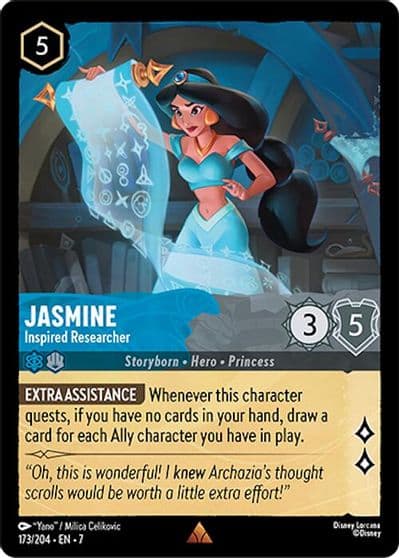 Jasmine Inspired Researcher Archazia's Island Lorcana card