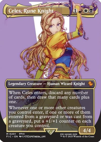 Celes Rune Knight Borderless Commander: FINAL FANTASY Magic card