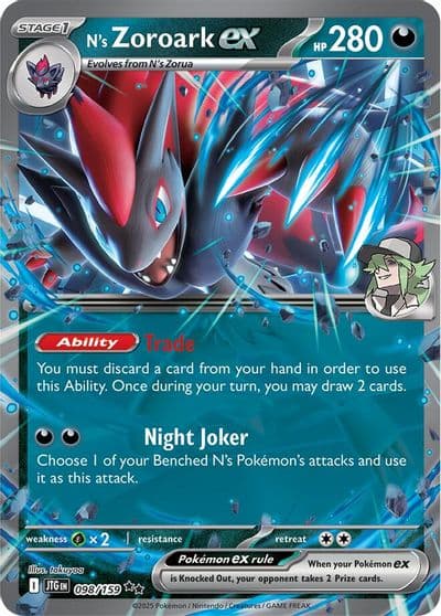 N's Zoroark ex SV09: Journey Together Pokemon card