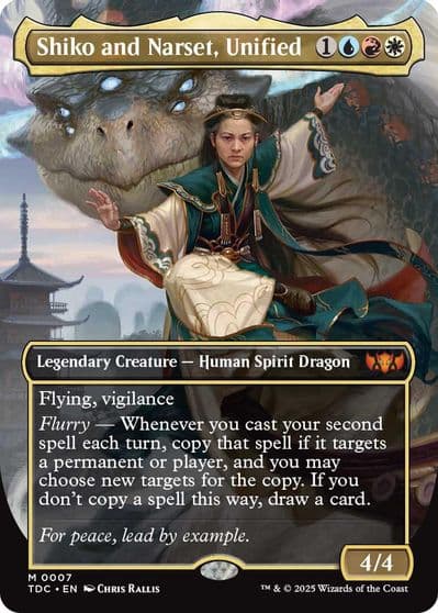 Shiko and Narset Unified Borderless Commander: Tarkir: Dragonstorm Magic card