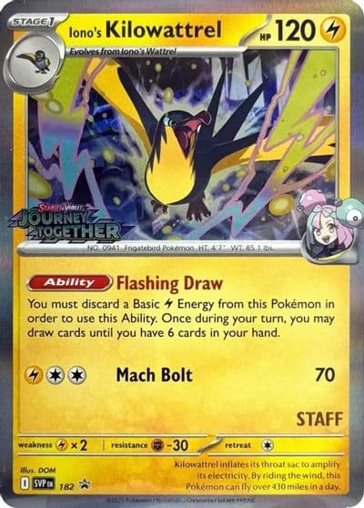 Iono's Kilowattrel - 182 (Prerelease) [Staff] SV: Scarlet & Violet Promo Cards Pokemon card