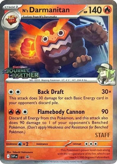N's Darmanitan - 181 (Prerelease) [Staff] SV: Scarlet & Violet Promo Cards Pokemon card
