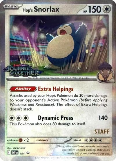 Hop's Snorlax - 184 (Prerelease) [Staff] SV: Scarlet & Violet Promo Cards Pokemon card