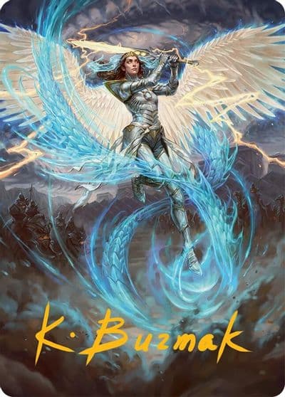 Elspeth Storm Slayer Art Card 49 54 Gold Stamped Signature Art Series: Tarkir: Dragonstorm Magic card
