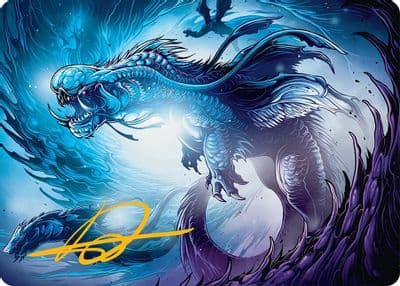 Roiling Dragonstorm Art Card 33 54 Gold Stamped Signature Art Series: Tarkir: Dragonstorm Magic card