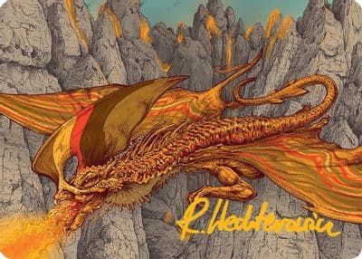 Magmatic Hellkite Art Card 34 54 Gold Stamped Signature Art Series: Tarkir: Dragonstorm Magic card