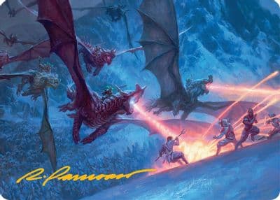 Dragonback Assault Art Card 22 54 Gold Stamped Signature Art Series: Tarkir: Dragonstorm Magic card
