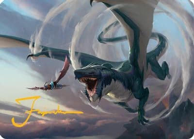 Whirlwing Stormbrood Art Card 27 54 Gold Stamped Signature Art Series: Tarkir: Dragonstorm Magic card