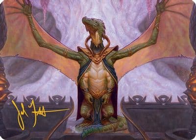 Kheru Goldkeeper Art Card 36 54 Gold Stamped Signature Art Series: Tarkir: Dragonstorm Magic card