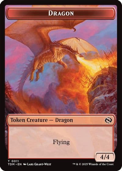 Dragon 0011 Warrior Double Sided Token Tarkir: Dragonstorm Magic card