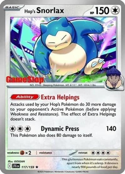 Hop's Snorlax (GameStop) (Cosmos Holo) Miscellaneous Cards & Products Pokemon card