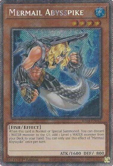 Mermail Abysspike Platinum Secret Rare Quarter Century Stampede Yu-Gi-Oh! card