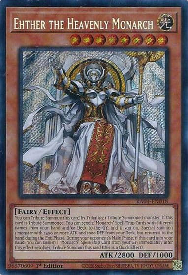 Ehther the Heavenly Monarch Secret Rare Quarter Century Stampede Yu-Gi-Oh! card