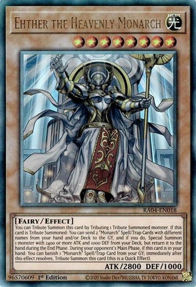 Ehther the Heavenly Monarch PUR Quarter Century Stampede Yu-Gi-Oh! card