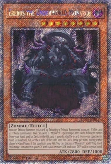 Erebus the Underworld Monarch Platinum Secret Rare Quarter Century Stampede Yu-Gi-Oh! card