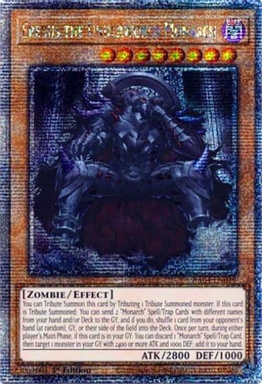 Erebus the Underworld Monarch Quarter Century Secret Rare Quarter Century Stampede Yu-Gi-Oh! card