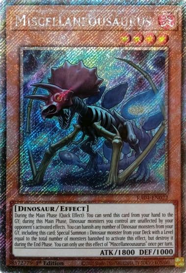 Miscellaneousaurus Platinum Secret Rare Quarter Century Stampede Yu-Gi-Oh! card