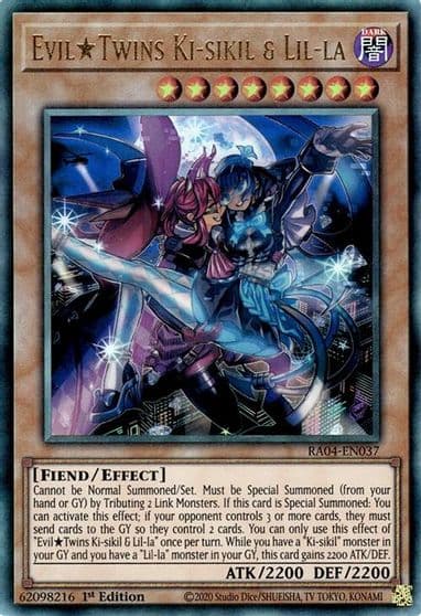 Evil Twins Ki sikil and Lil la PUR Quarter Century Stampede Yu-Gi-Oh! card