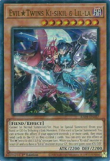 Evil Twins Ki sikil and Lil la UR Quarter Century Stampede Yu-Gi-Oh! card