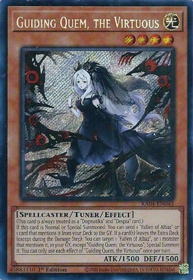 Guiding Quem the Virtuous Secret Rare Quarter Century Stampede Yu-Gi-Oh! card