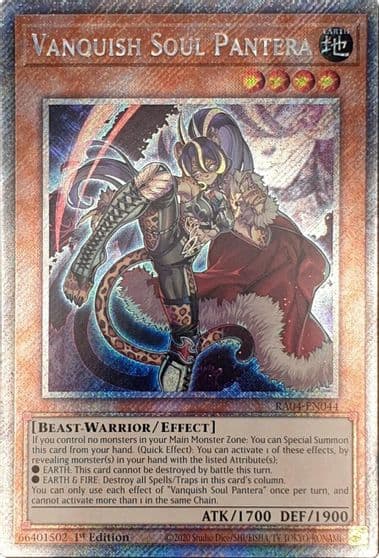 Vanquish Soul Pantera Platinum Secret Rare Quarter Century Stampede Yu-Gi-Oh! card