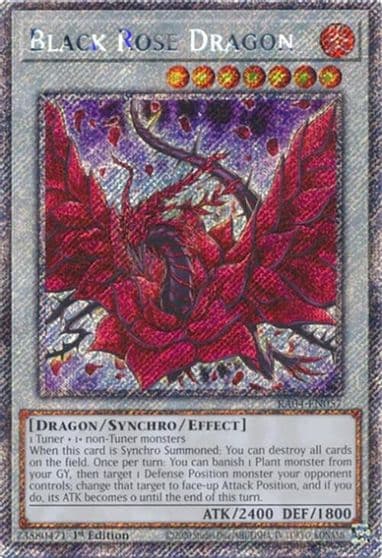 Black Rose Dragon Platinum Secret Rare Quarter Century Stampede Yu-Gi-Oh! card