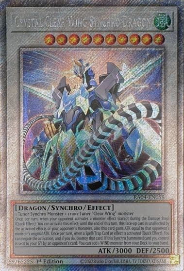 Crystal Clear Wing Synchro Dragon Platinum Secret Rare Quarter Century Stampede Yu-Gi-Oh! card