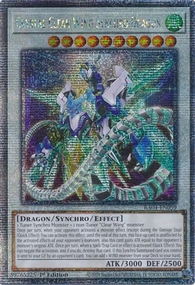 Crystal Clear Wing Synchro Dragon Quarter Century Secret Rare Quarter Century Stampede Yu-Gi-Oh! card