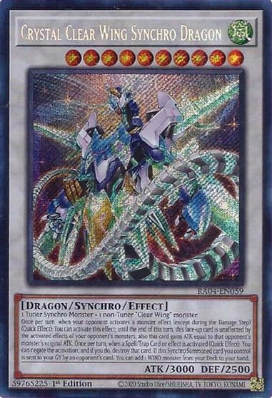 Crystal Clear Wing Synchro Dragon Secret Rare Quarter Century Stampede Yu-Gi-Oh! card