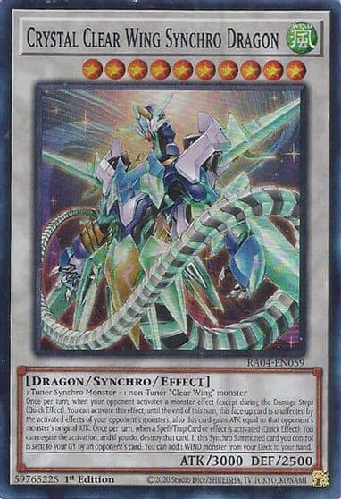 Crystal Clear Wing Synchro Dragon Quarter Century Stampede Yu-Gi-Oh! card