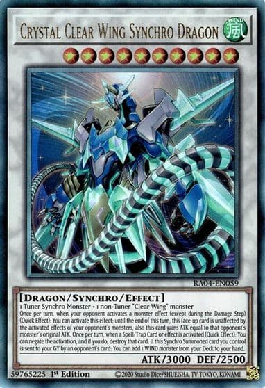 Crystal Clear Wing Synchro Dragon PUR Quarter Century Stampede Yu-Gi-Oh! card