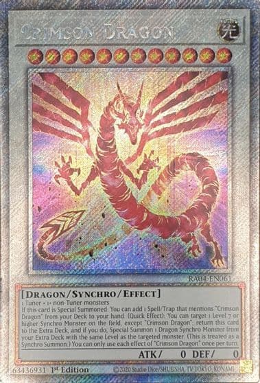 Crimson Dragon Platinum Secret Rare Quarter Century Stampede Yu-Gi-Oh! card