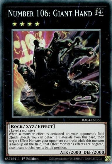 Number 106 Giant Hand PCR Quarter Century Stampede Yu-Gi-Oh! card