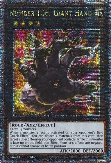 Number 106 Giant Hand Quarter Century Secret Rare Quarter Century Stampede Yu-Gi-Oh! card