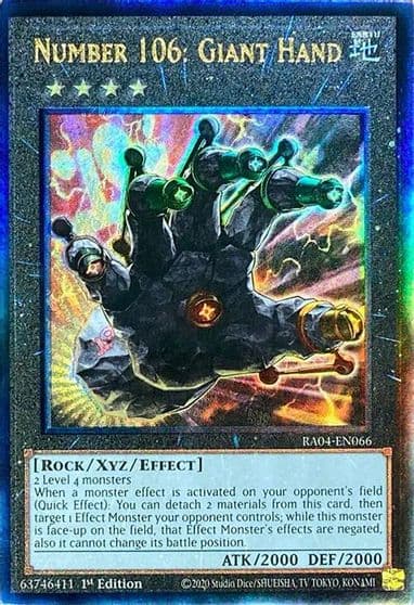 Number 106 Giant Hand PUR Quarter Century Stampede Yu-Gi-Oh! card