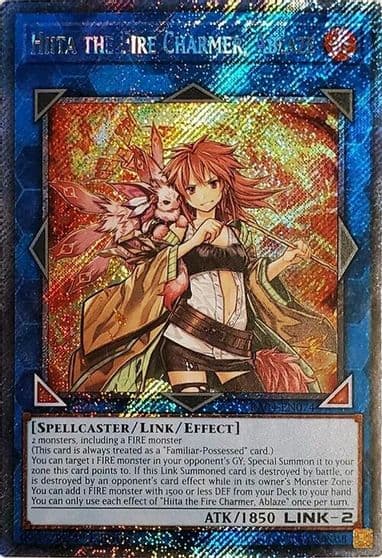 Hiita the Fire Charmer Ablaze Platinum Secret Rare Quarter Century Stampede Yu-Gi-Oh! card