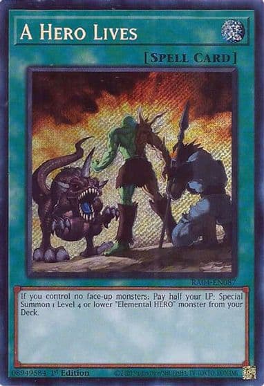 A Hero Lives Secret Rare Quarter Century Stampede Yu-Gi-Oh! card