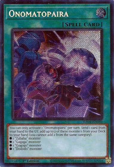 Onomatopaira Secret Rare Quarter Century Stampede Yu-Gi-Oh! card