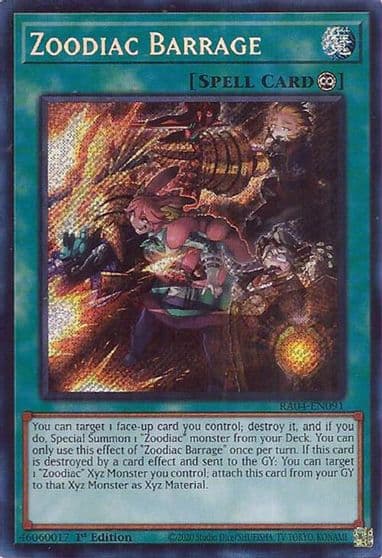 Zoodiac Barrage Secret Rare Quarter Century Stampede Yu-Gi-Oh! card